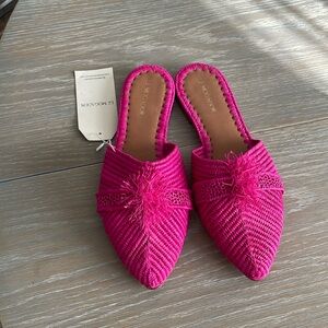 Le Mogador hot pink mules, size 38; new